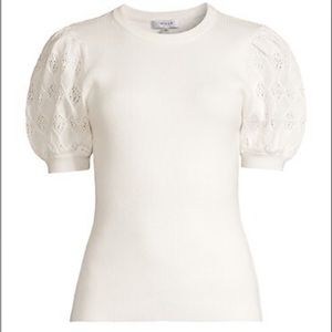 MILLY Puff Sleeve Short Sleeve Sweater